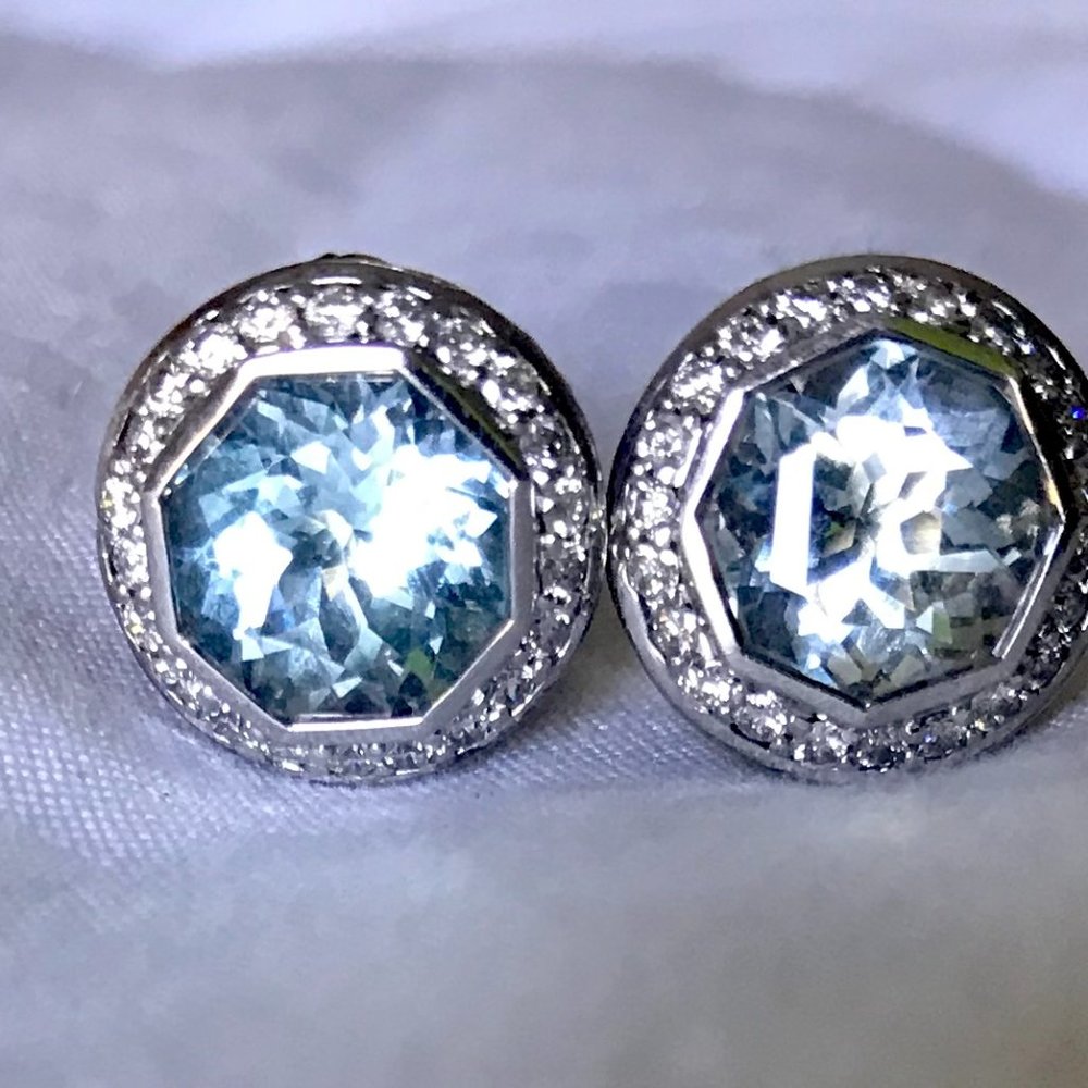John Hardy Blue Topaz Diamonds Earrings BATUKALI
